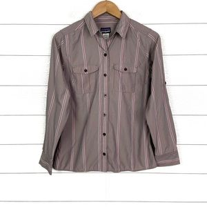 PATAGONIA La Reina Shirt Long Sleeve Button Up Striped 6 Outdoor Hiking Casual